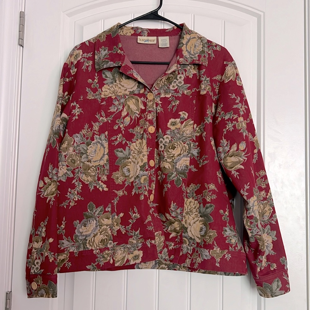 Red Floral Travel Smith Button Up